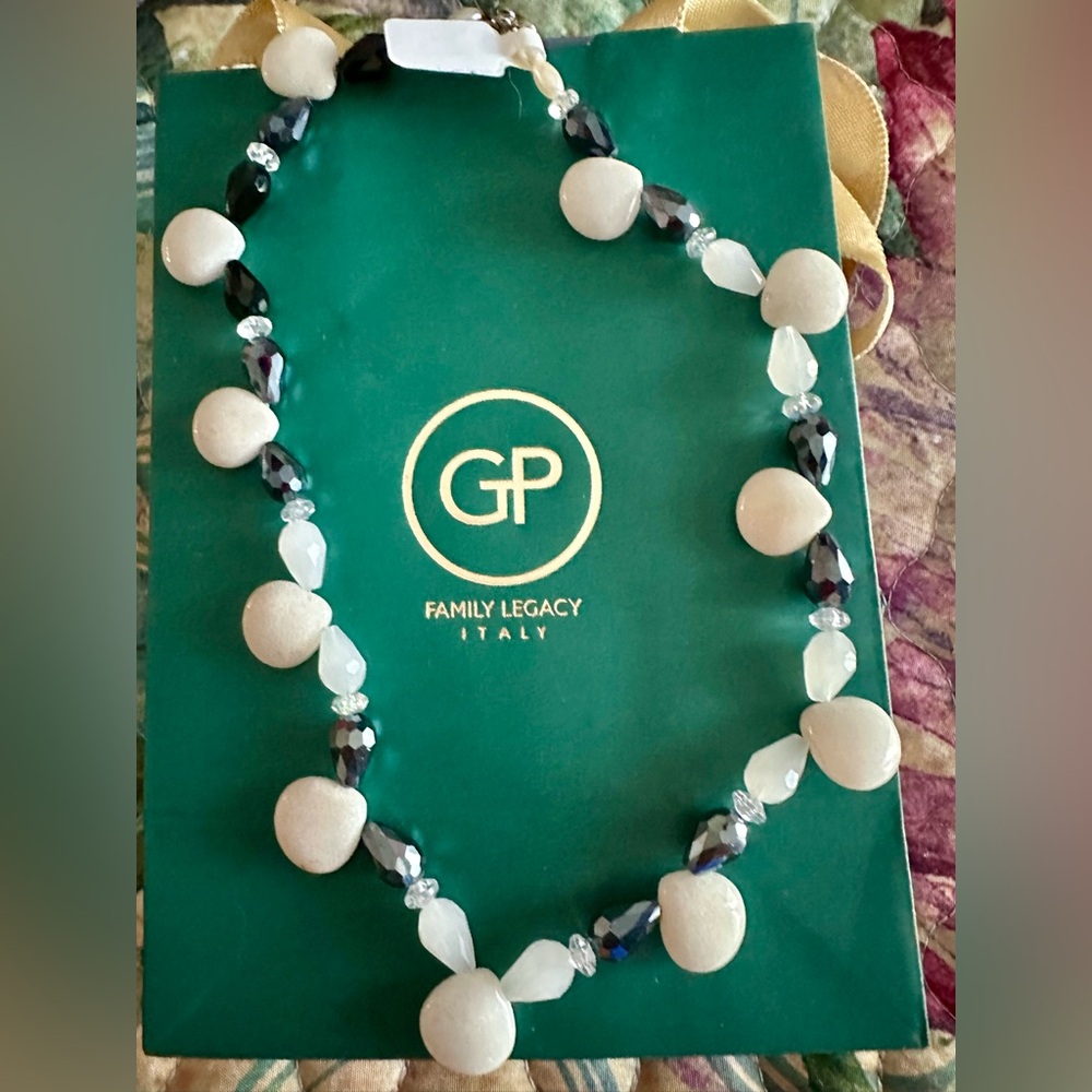 White Opals And Crystals Necklace